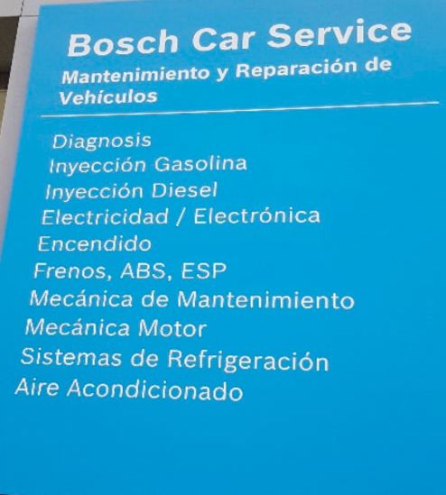 Juan Soler Gomis S.L. - Bosch Car Service placa con servicios